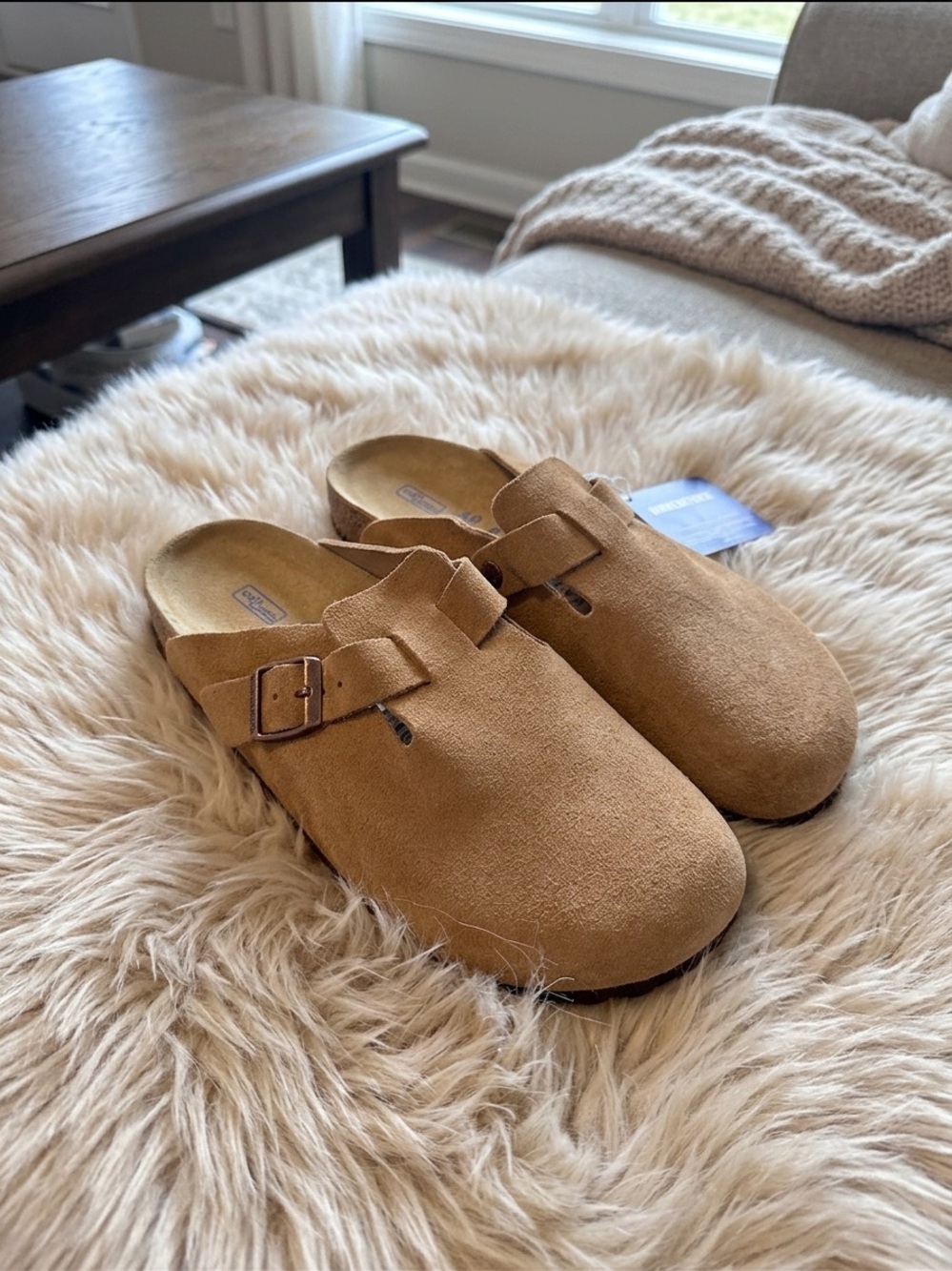 Birkenstock Women’s Suede Boston Clog in Mink
